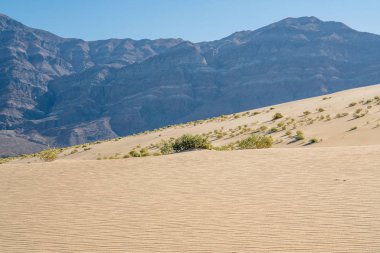 Kum tepeleri ve dağlar. Eureka Vadisi, Ölüm Vadisi Ulusal Parkı, Kaliforniya