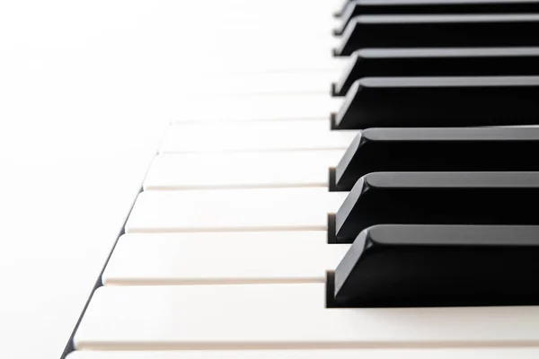 Clavier Pour Piano Gros Plan Sur Fond Blanc Avec Espace — Photo