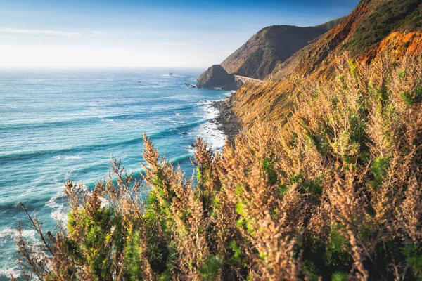 Big Sur California Sahili Manzaralı Uçurum Okyanus Manzarası California State — Stok fotoğraf