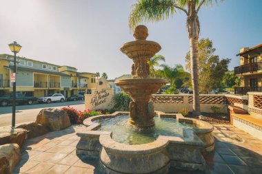 Avila Beach, California/USA - February 20, 2020  Avila La Fonda Hotel in downtown of Avila Beach, California. The hotel is recognized by TripAdvisor as a Traveler Choice 