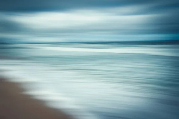 Abstract Seascape Blue Hour Beach Blurred Panning Motion Line Art — Stock Photo, Image