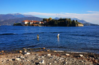 Stresa resort, Lake Maggiore, İtalya, Avrupa'nın yaz manzara
