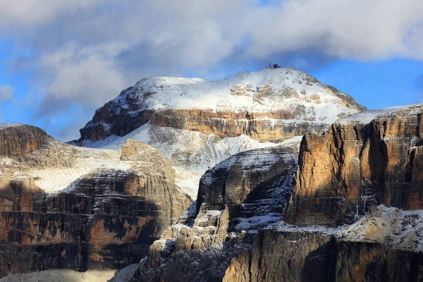 Zachód Słońca Światła Nad Piz Boe 3152M Widok Góry Sella — Zdjęcie stockowe