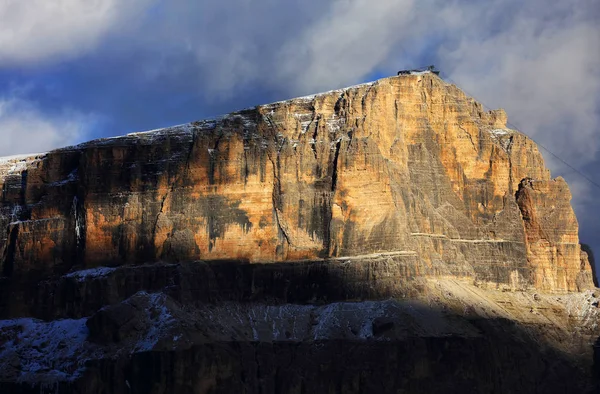 Zachód Słońca Światła Nad Piz Boe 3152M Widok Góry Sella — Zdjęcie stockowe