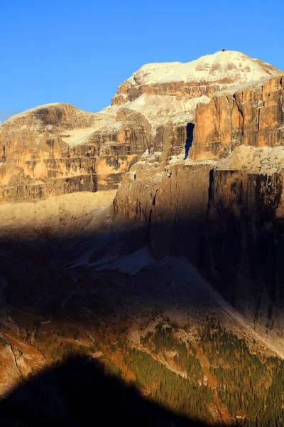 Günbatımı Üzerinde Piz Boe 3152M Sella Tur Veya Gruppo Sella — Stok fotoğraf