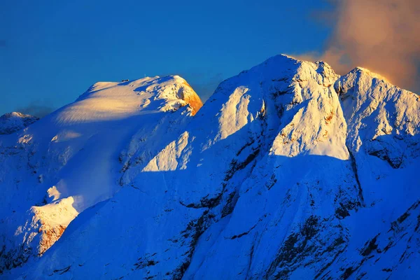 Marmolada Tepe Günbatımı Işık Dolmites Talya — Stok fotoğraf