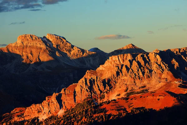 Západ Slunce Světlo Nad Odle Skupinou Regionu Dolomity Itálie Evropa — Stock fotografie