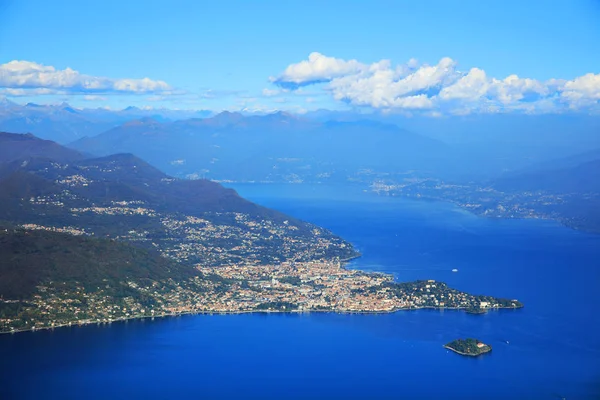 Vista Aérea Panorâmica Lago Maggiore Itália Europa — Fotografia de Stock