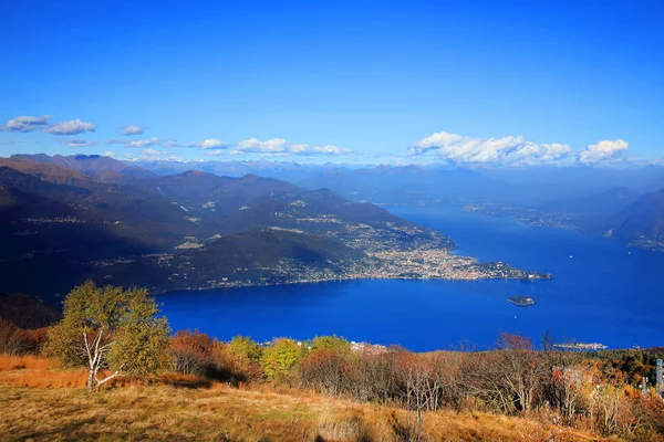 Veduta Aerea Panoramica Del Lago Maggiore Italia Europa — Foto Stock