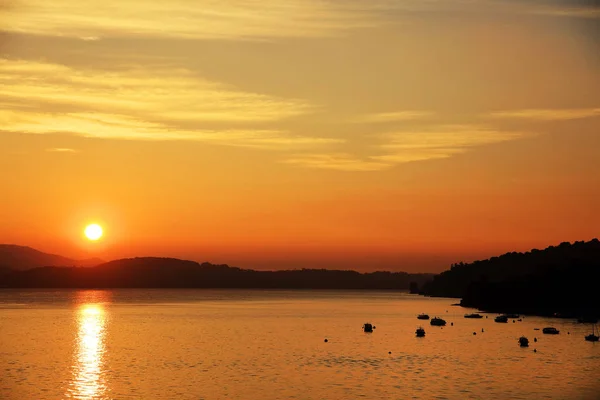 Vista Panorâmica Pôr Sol Lago Maggiore Itália Europa — Fotografia de Stock
