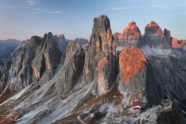 Tre Cime Três Picos Lavaredo Drei Zinnen São Três Dos — Fotografia de Stock