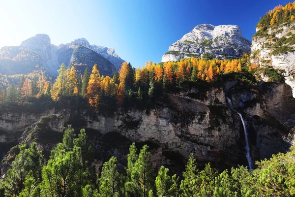 Fanes Waterfall Dolomites Italy Europe — Stock Photo, Image