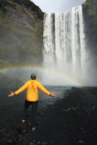 Skogafoss Vattenfall Island Europa — Stockfoto