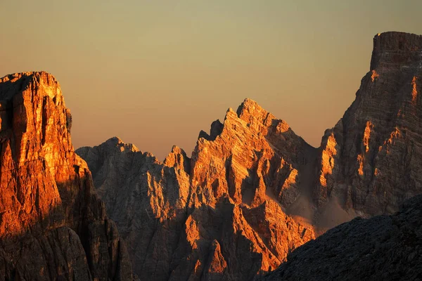 Coucher Soleil Sur Mont Croda Lago Crête Ambrizzola Depuis Passo — Photo