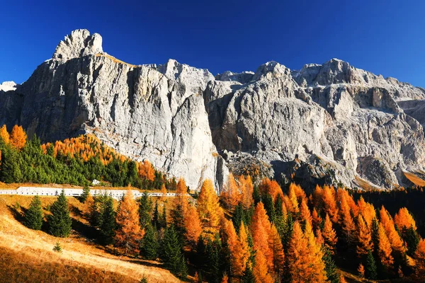 Podzimní Krajina Passo Gardena Jižní Tyrolsko Dolomity Itálie — Stock fotografie
