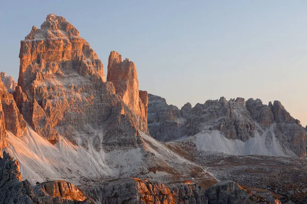 Luz Quente Pôr Sol Sobre Dolomitas Itália Europa — Fotografia de Stock