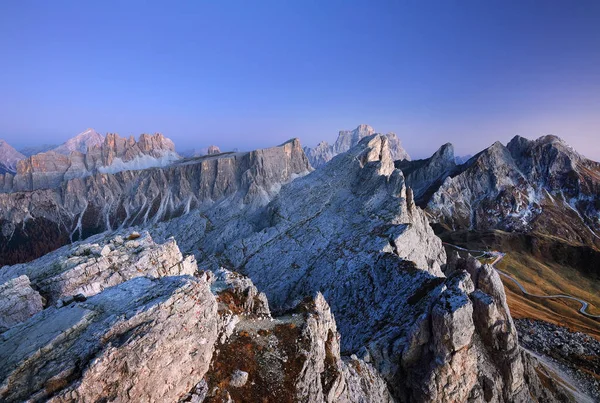 Solnedgång Ljus Dolomiterna Italien Europa — Stockfoto