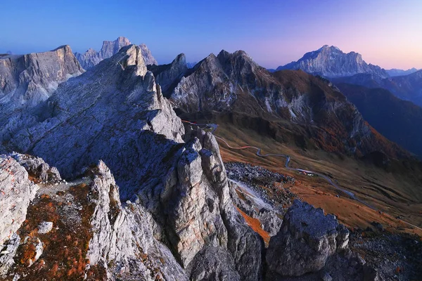 Coucher Soleil Paysage Alpin Dans Les Dolomites Italie Europe — Photo