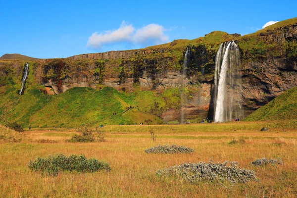 Seljalandsfoss Vattenfall Solnedgången Island Europa — Stockfoto