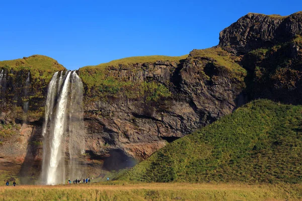 Seljalandsfoss Vattenfall Solnedgången Island Europa — Stockfoto