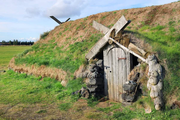 Antica Casa Tradizionale Tappeto Erboso Islanda Europa — Foto Stock