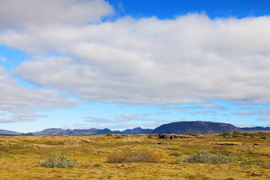 Pingvellir Ulusal Parkı, İzlanda, Avrupa sonbahar manzarası