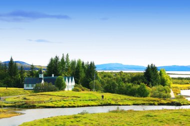 Pingvellir Ulusal Parkı, İzlanda, Avrupa sonbahar manzarası