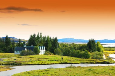 Pingvellir Ulusal Parkı, İzlanda, Avrupa sonbahar manzarası