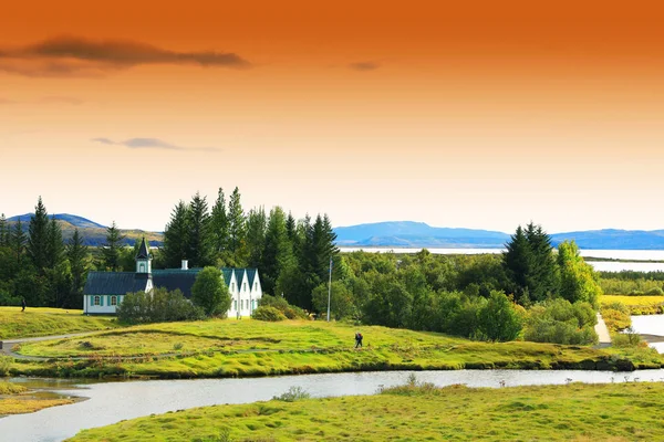 Pingvellir Ulusal Parkı, İzlanda, Avrupa sonbahar manzarası