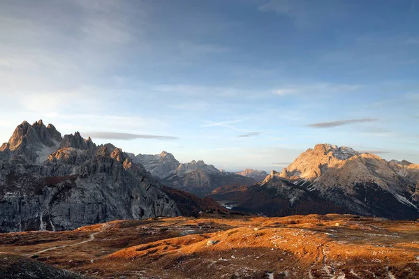 Salida Del Sol Luz Alpina Los Dolomitas Italia Europa — Foto de Stock