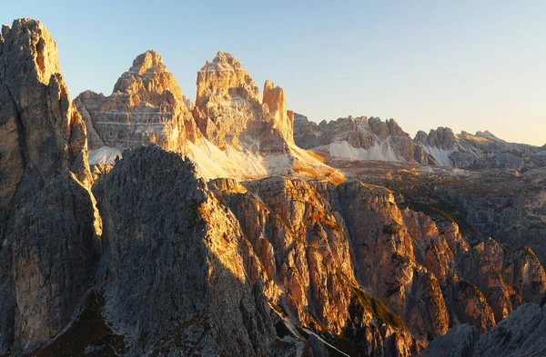 Tre Cime Trzy Szczyty Lavaredo Drei Zinnen Trzy Najbardziej Znanych — Zdjęcie stockowe