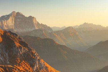 Warm sunset light over the Dolomites, Italy, Europe