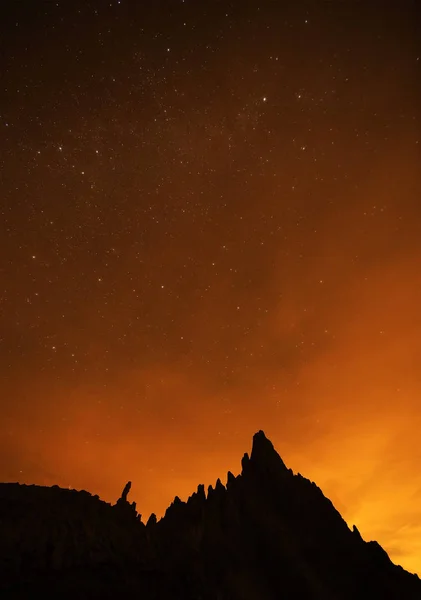 Céu Noturno Sobre Dolomitas Itália Europa Caso Exposição — Fotografia de Stock