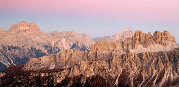 Sunset View Cima Ambrizzola Croda Lago Dolomites Mountains Italy Europe — Stock Photo, Image