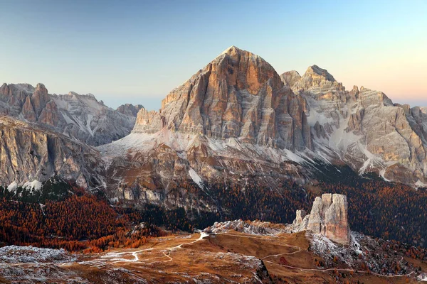 Salida Del Sol Luz Alpina Los Dolomitas Italia Europa — Foto de Stock
