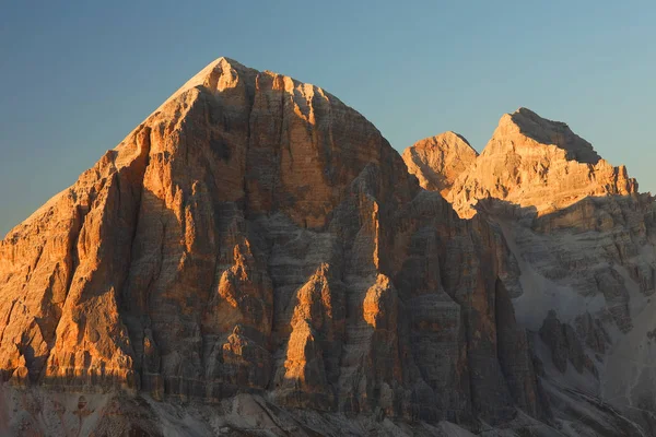 Luz Cálida Del Atardecer Sobre Los Dolomitas Italia Europa — Foto de Stock