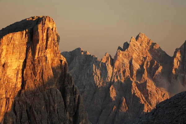 Coucher Soleil Chaud Sur Les Dolomites Italie Europe — Photo