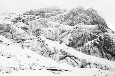 Lofoten Takımadaları 'nda kış manzarası, Norveç, Avrupa