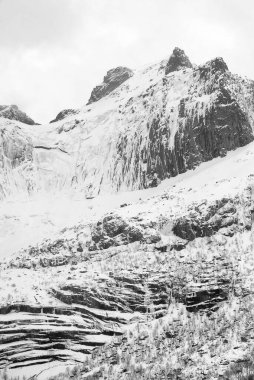 Lofoten Takımadaları 'nda kış manzarası, Norveç, Avrupa