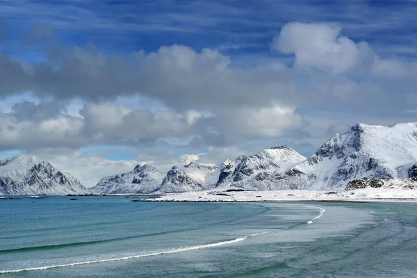 Lofoten Takımadaları Nda Kış Manzarası Norveç Avrupa — Stok fotoğraf