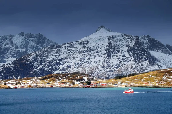 Paysage Hivernal Nuageux Dans Archipel Des Lofoten Norvège Europe — Photo