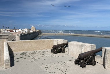 Mazagan, El Jadida, Fas 'ın mimari detayları. UNESCO Dünya Mirası olarak kayıtlı Portekiz tahkim edilmiş bir liman şehri.