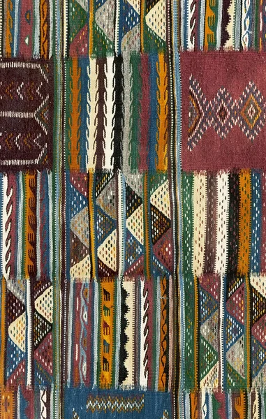 Textura Alfombra Lana Tradicional Bereber Con Patrón Geométrico Marruecos África —  Fotos de Stock