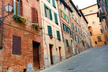Siena, Toscana, İtalya 'daki mimari detaylar. Siena 'nın tarihi merkezi UNESCO tarafından Dünya Mirası Alanı ilan edildi.