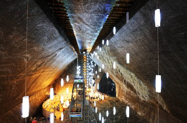 Vista Interior Mina Sal Turda Marco Bem Conhecido Transilvânia Romênia — Fotografia de Stock