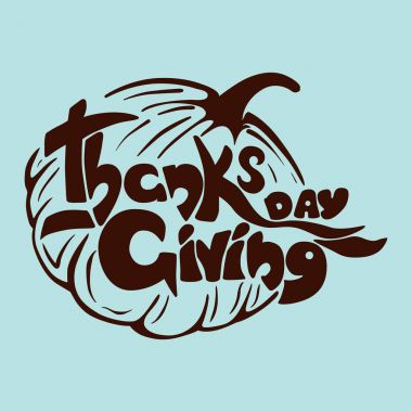 Şükran günü yazı tebrik kartı.