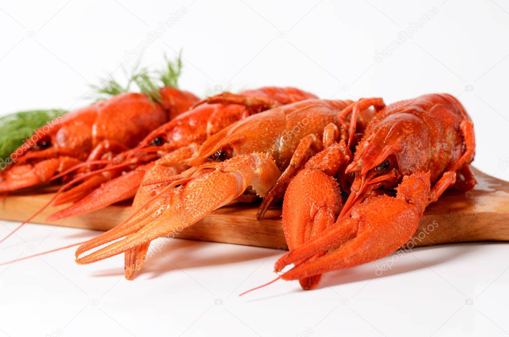 Seafood dish, Red boiled crayfish. Kind of Snacks for beer.