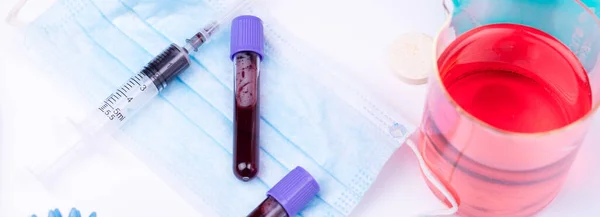 Bloedonderzoek Het Lab Coronavirus 2019 Ncov Concept Stilleven Met Bloedonderzoek — Stockfoto