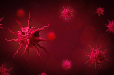 Coronavirus COVID-19 konsepti. Havada uçuşan koronavirüs salgınının biyolojik tehlikesinin plasticine modeli. Tehlike Wuhan, Çin 'den geldi..