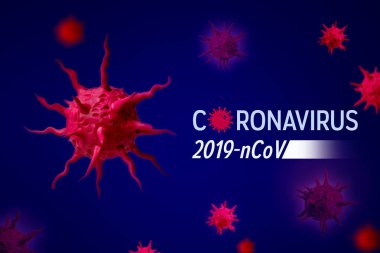 Coronavirus COVID-19 konsepti. Havada uçuşan koronavirüs salgınının biyolojik tehlikesinin plasticine modeli.